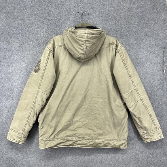 Billabong Jacket Mens Medium Green Hooded Full Zip Lined Parka Outdoor Coat Camo - Picture 2 of 16